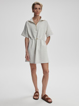 Varley Women's Paisley Half Zip Dress in ivory marl, detail view