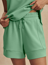 Varley Women's Atrium High Rise Shorts in Green Spruce front view