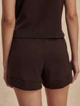 Varley Women's Atrium High Rise Shorts in Coffee Bean back view