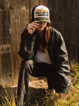 American Needle Willie Nelson Radler Trucker Hat in Black/Ivory