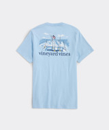 The Vineyard Vines Men's USA Marlin Fishing Pocket Tee in Light Blue