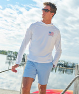 Vineyard Vines Men's Whale Flag Harbor Performance Hoodie White full body