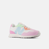 New Balance Little Kids' 327 Sneakers White and Raspberry front view