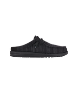 HeyDude Men's Wally Slip Stretch Sox Shoes Black three-quarter view
