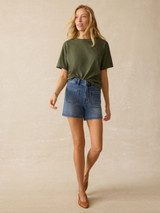 Faherty Women's Stretch Patch Pocket Shorts in Riverton back view
