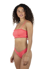 Hurley Women's Macrame Bandeau Bikini Top in Poppy