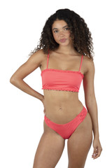 Hurley Women's Macrame Bandeau Bikini Top in Poppy