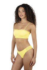 Hurley Women's Macrame Bandeau Bikini Top in Mimosa