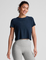 Beyond Yoga Women's Featherweight Supreme Cropped Tee in Nocturnal Navy