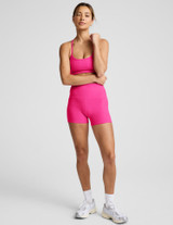 Beyond Yoga Women's Spacedye Keep Pace 3" Shorts in Pink Glow Heather