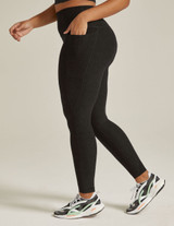 Beyond Yoga Women's Spacedye Out Of Pocket High Waisted Midi Legging in Darkest Night front view