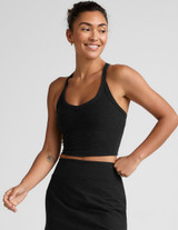 Beyond Yoga Women's Spacedye On The Up Cropped Tank in Darkest Night side view