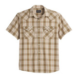 Pendleton Men's Frontier Short Sleeve Snapshirt Brown Plaid front view