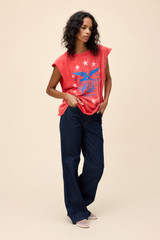 Daydreamer Women's Johnny Cash Muscle Tank in Red Acid