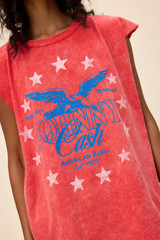 Daydreamer Women's Johnny Cash Muscle Tank in Red Acid