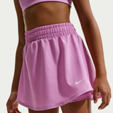 Nike Girls' DRI-FIT High Rise Shorts in Magenta/White front view