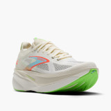 Brooks Men's Hyperion Max 3 Running Shoes in white and green, front view