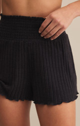 Z Supply Women's Dawn Smocked Shorts Black Sands back