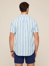 Chubbies Men's Resort Weave Friday Shirt in The Deep Sea Streaks