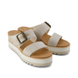 TOMS Women's Diana Mule Buckle Wedge Sandals in Natural Tan side view