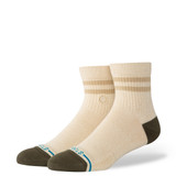 The Stance Marled Stripe Quarter Socks in Ivory and Blue