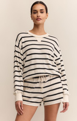 Z Supply Women's Stand Out Striped Modal Sweatshirt in Crystal