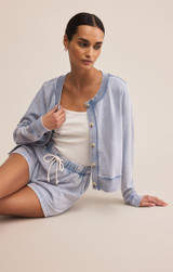 Z Supply Women's Daily Knit Denim Cardigan in Washed Indigo