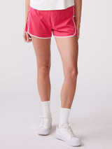Thrive Societe Women's Pleated Side Run Short in Solar Pink detail view