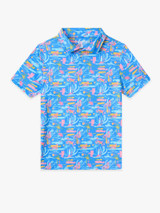 Chubbies Boys' Performance Polo in The Single & Ready To Flamingle front view