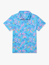 Chubbies Boys' Performance Polo in The Flock Party front view