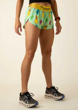 ChicknLegs Women's Green Llamas 1.5" Split Running Shorts