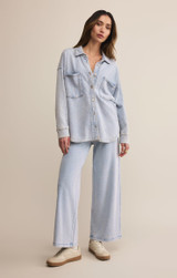 Z Supply Women's All Day Knit Denim Jacket in Washed Indigo