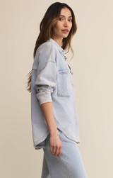 Z Supply Women's All Day Knit Denim Jacket in Washed Indigo