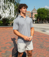 The Southern Shirt Men's Cahaba Heather Stripe Polo in Navy Night