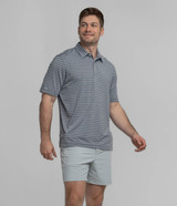 The Southern Shirt Men's Cahaba Heather Stripe Polo in Navy Night