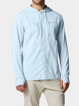 Duck Camp Men's Hybrid Guide Hoodie in Ice Water close-up view