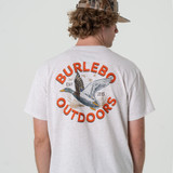 Burlebo Men's Old School Duck Hunt Tee in Heather Oatmeal flat lay