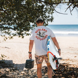 Burlebo Men's Old School Duck Hunt Tee in Heather Oatmeal side view