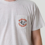 Burlebo Men's Old School Duck Hunt Tee in Heather Oatmeal back view