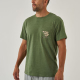 Burlebo Men's Mallard Camo Dog Tee in Heather Olive front view