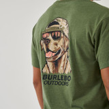 Burlebo Men's Mallard Camo Dog Tee in Heather Olive detail view