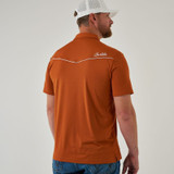 Burlebo Men's Pearl Snap Performance Polo Burnt Orange front