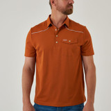 Burlebo Men's Pearl Snap Performance Polo Burnt Orange side