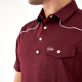 Burlebo Men's Pearl Snap Performance Polo in Maroon