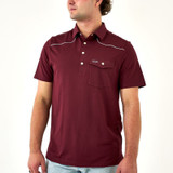 Burlebo Men's Pearl Snap Performance Polo in Maroon