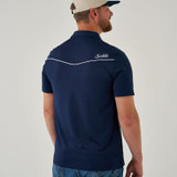 Burlebo Men's Pearl Snap Performance Polo Navy back