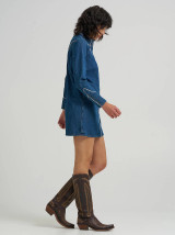 Wrangler Women's Piped Shirt Dress side angle