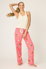 PJ Salvage Women's Flannel Pants in Champagne Cat