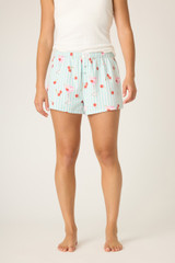 PJ Salvage Women's Flannel Short in Light Mint Cherry
