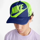 Nike Kids' Rise Trucker Cap in Blue and Volt back view